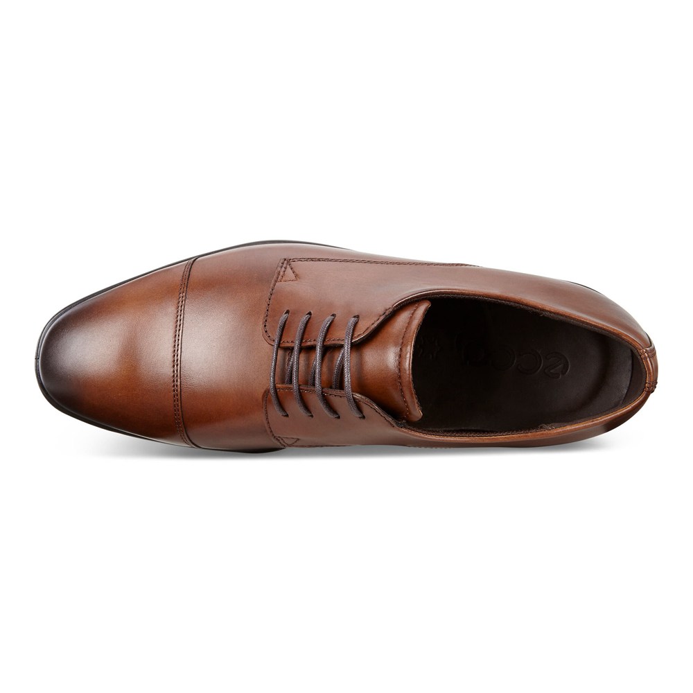 Mens Dress Shoes - ECCO Melbourne Cap Toe Tie - Brown - 3426OTJBD